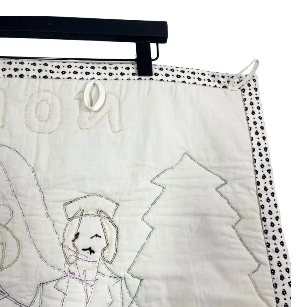 80s Handmade Quilted Christmas Wall Hanging 